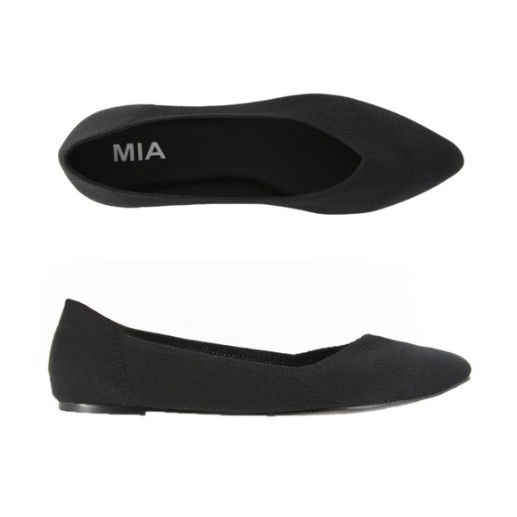 MIA Shoes - MIA KERRI Fly Knit Pointed Toe Flexible Flats Black 9.5